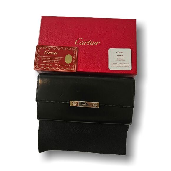 Cartier Black Onyx Leather Love Collection Continental Long Wallet w/ Box & COA - Picture 1 of 12
